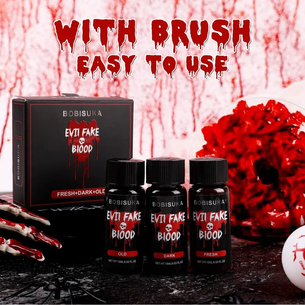 3PCS Halloween Fake Blood | Dark, Fresh, Old Blood each 0.53oz